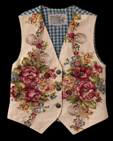 Vintage Floral Vest M English Roses