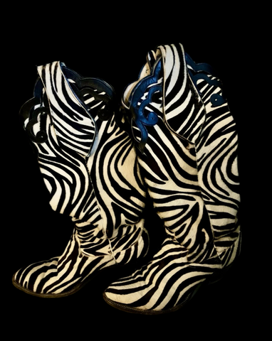 Vintage Zebra Hair On Boots 8B
