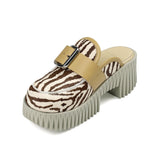 Plia Zebra Comfort Lug Clog Platform Sole Shoes