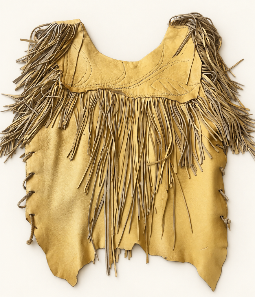 Vintage Buckskin Fringe Top Side Laces OOAK