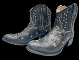 Star Studded Leather Ankle Boots Zippers 8.5B