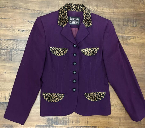 Leopard Trim Vintage Blazer