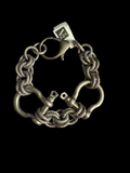 Double Snaffle Horse Bit Silver Chain Bracelet