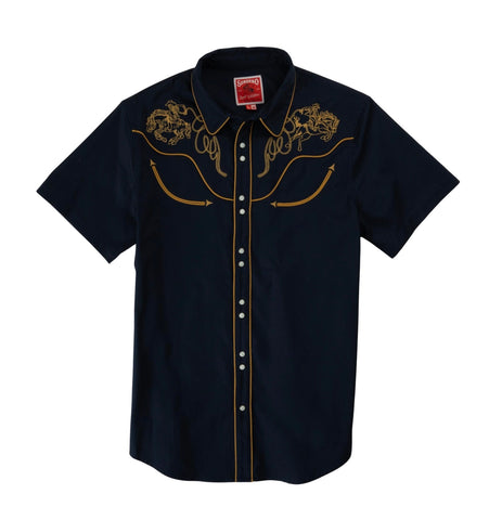 The Prescott Western Shirt Lariat Navy/Gold