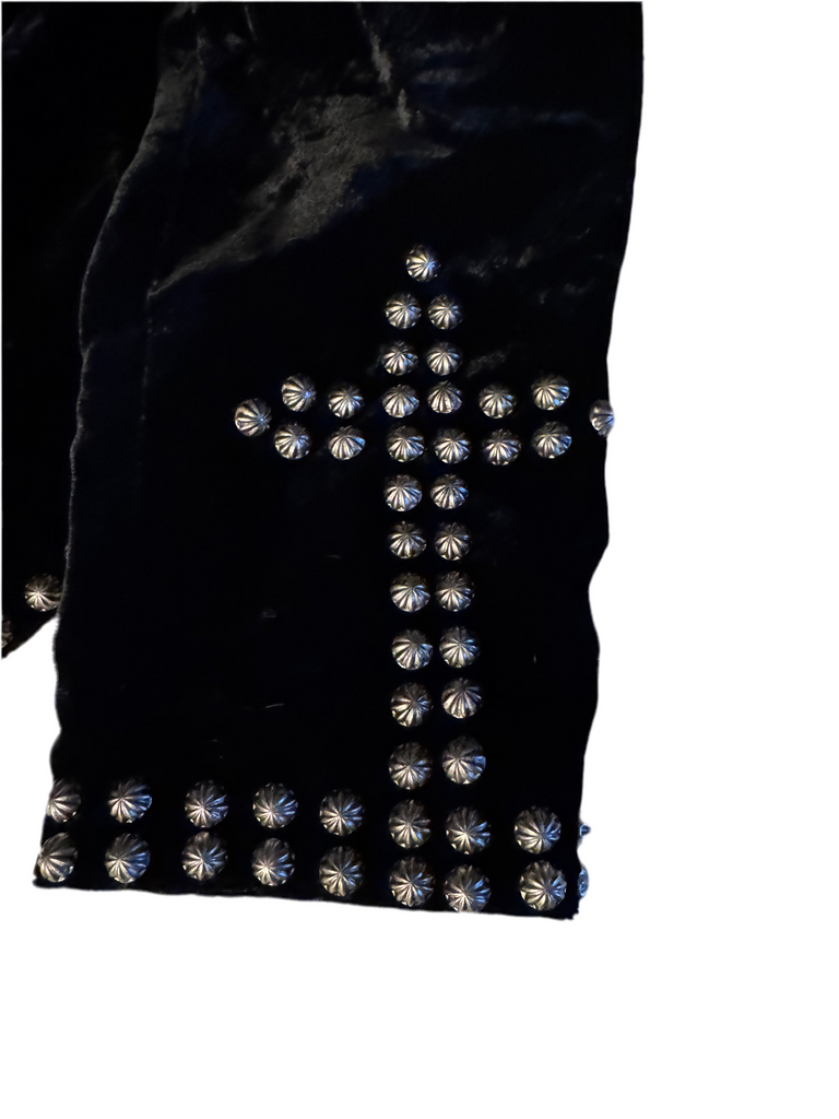 VINTAGE VELVET JACKET CROSS STUDS