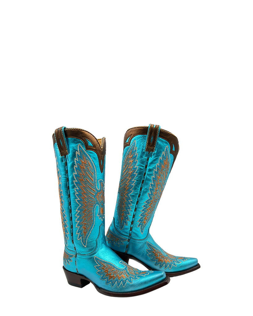 New Old Gringo Eagle Metallic Turquoise Stitch Cowboy Boot 7.5