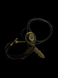 Brass Cowboy Hat Feathers Bolo Tie