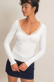 Lace-Trim Henley Top
