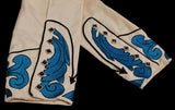Vintage Blue Shirt L Embroidered Pearl Snap