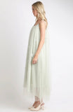 3D Butterfly Sage Tulle Overlay Maxi Dress