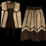 Vintage Suede Knit Set Vest Skirt M