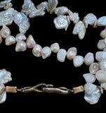 Vintage 2 Strand Baroque Freshwater Pearl Necklace Mixed Biwa-Style Pearls Unsigned