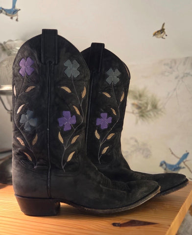 Larry Mahan Vintage Boots 9B Flowers