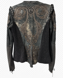 Cleopatra Acid Washed Lambskin Crystal Embroidered Kippys Jacket M/L