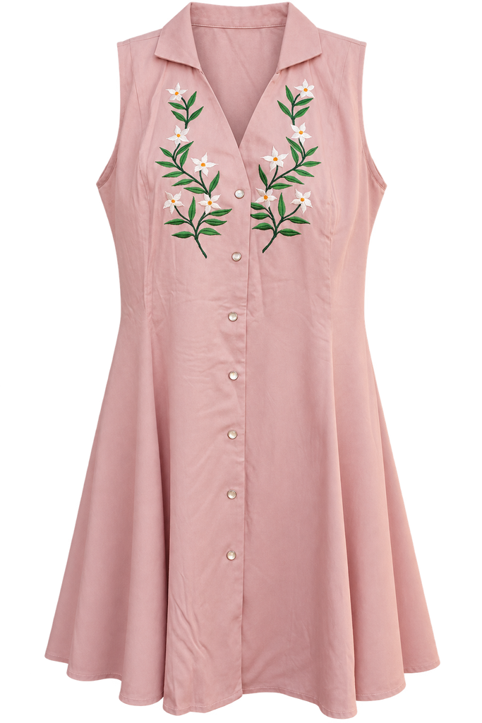 Vintage Manuel 10 Pearl Snap Embroidered Dress