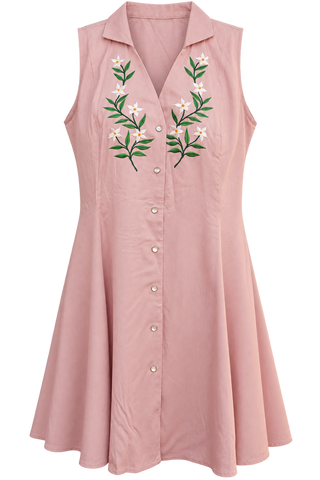 Vintage Manuel 10 Pearl Snap Embroidered Dress