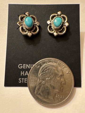 JUDY LARGO NAVAJO EARRINGS KINGMAN TURQUOISE