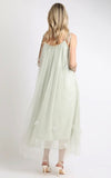 3D Butterfly Sage Tulle Overlay Maxi Dress