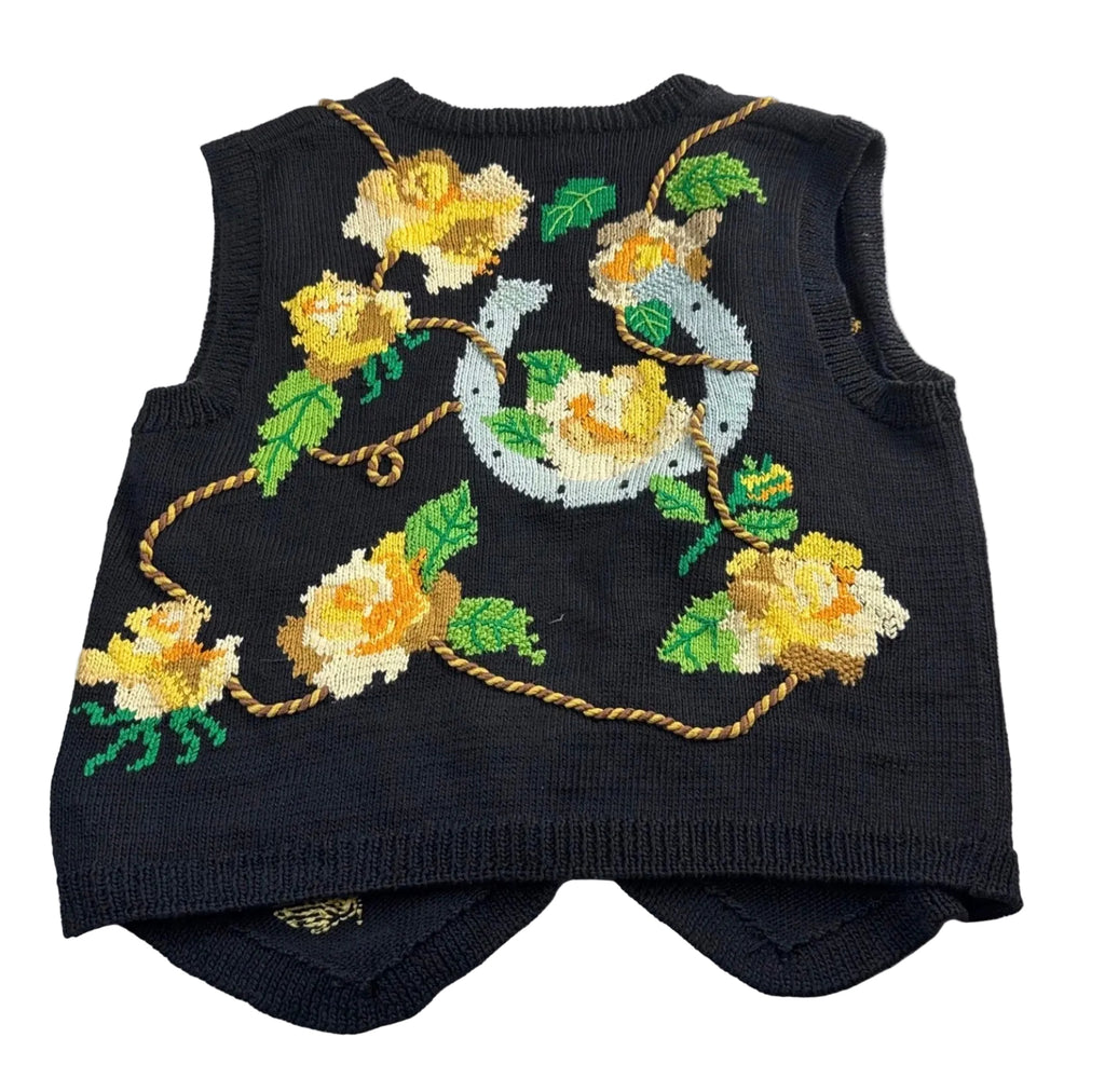 Vintage 1992 Yellow Rose of Texas Hand Knit Vest