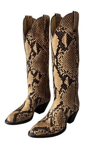 Vintage New Full Python Larry Mahan Boots 6N