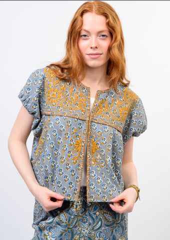 Bolero Embroidered Chambray Floral Jacket