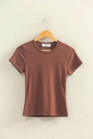 Mineral Washed Crew Neck Short Sleeve Top