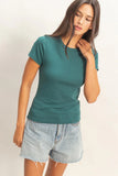 Mineral Washed Crew Neck Short Sleeve Top