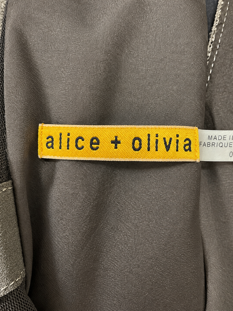 Alice + Olivia Metallic SZ O Embossed Leather Dress Mesh