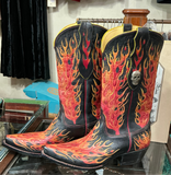 NWT SUPER RARE FIRE FLAMES INLAY BOOTS 9.5D