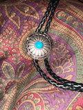 Small Round Silver Concho Turq Bolo