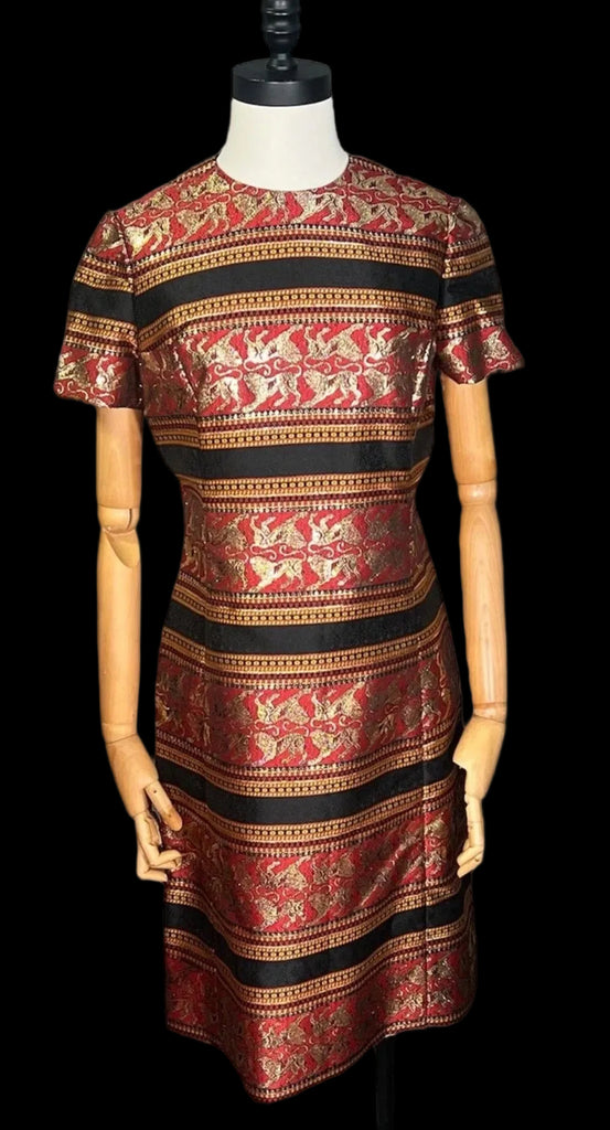 Vintage Dress Coat Set Baroque Style Brocade Jacquard