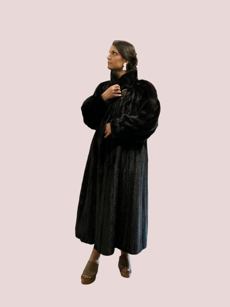 Vintage Black Female Mink Coat Couture M