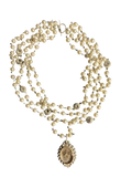 Pearl Necklace Clear Crystal & Medallion