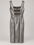 Alice + Olivia Metallic SZ O Embossed Leather Dress Mesh