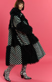 Checkered Faux Fur Coat
