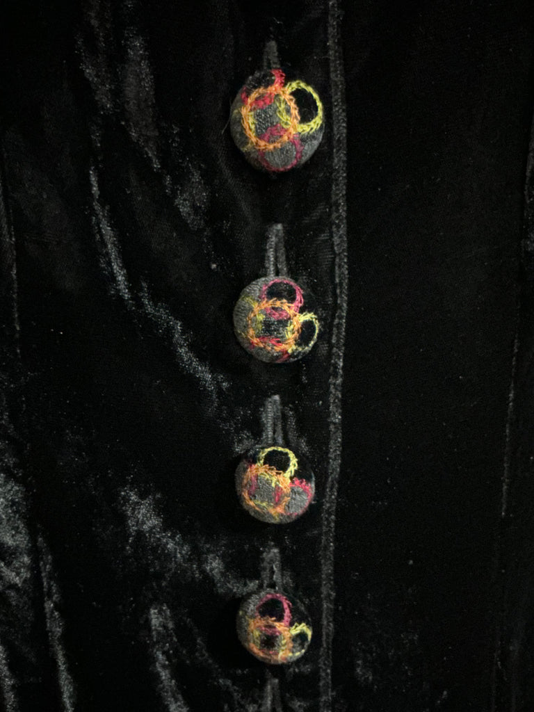 Vintage XS Velvet Dress Embroidered Double D Ranchwear