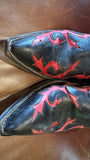 Rocketbuster Flame Inlay Red Black Cowboy Boots