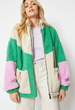 Faux Shearling Jacket Pink/Grn/Crm