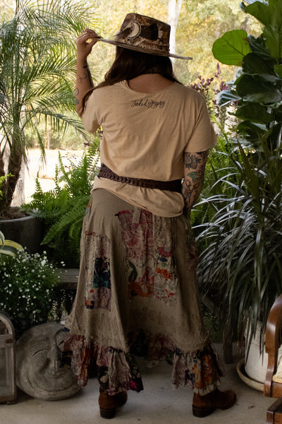 Wander Patch Wrap Skirt One Size-Moss