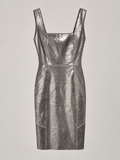 Alice + Olivia Metallic SZ O Embossed Leather Dress Mesh