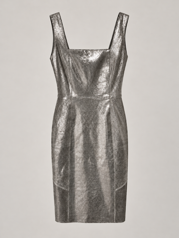Alice + Olivia Metallic SZ O Embossed Leather Dress Mesh