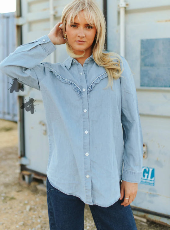 Rowdy Ruffles Denim Shirt