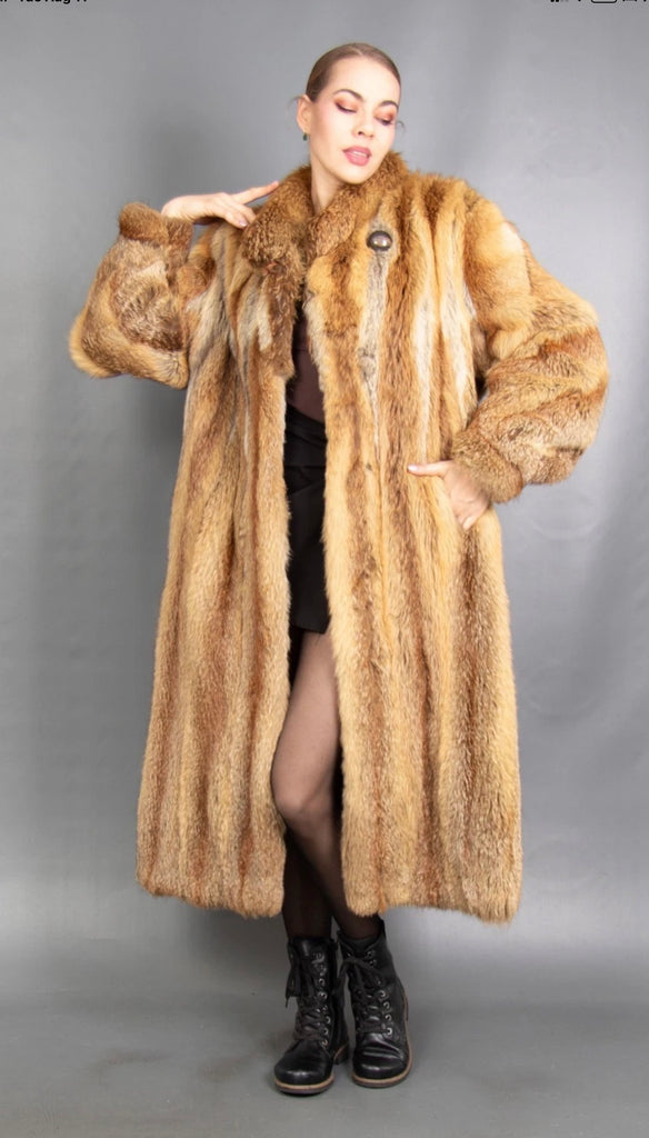 RED FOX COAT LUXURY FUR VINTAGE PERFECT M