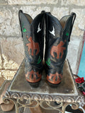Vintage Mahan Boots 7.5 Inlay Bronc Rider