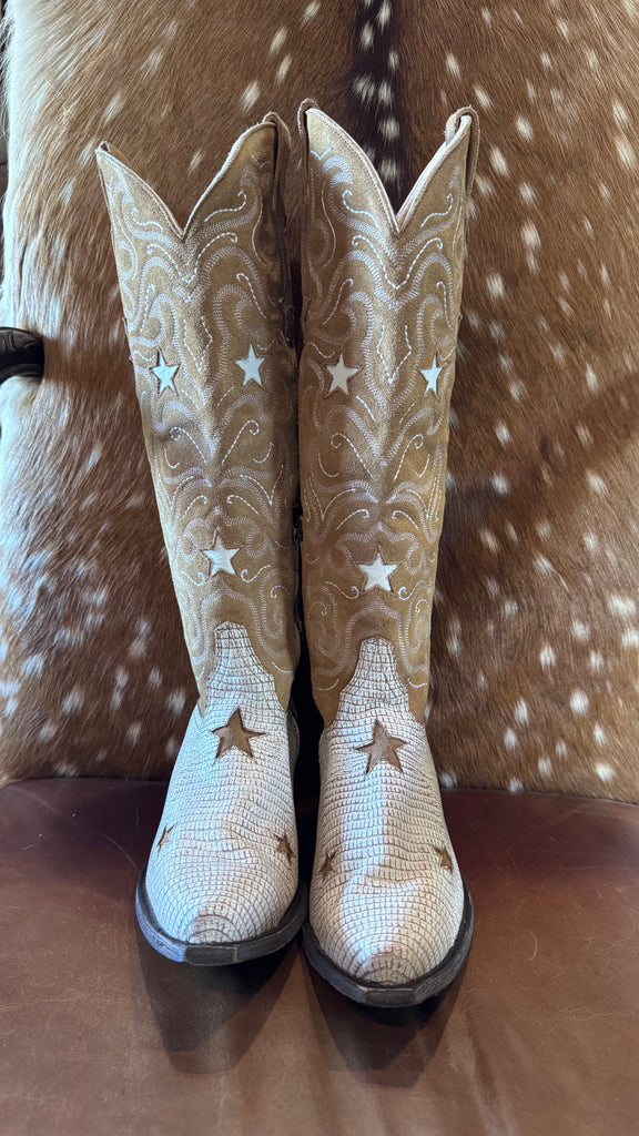 YKY Old Gringo Jena Star Inlay Crackle Boots 8