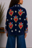 Fire Sacred Heart Jacket Embroidered Velvet