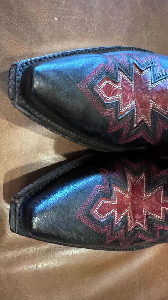Old Gringo "Quanah" Boots Black/Red EUC 7.5