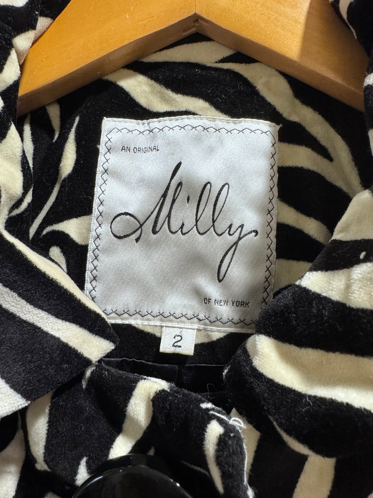 Milly Zebra Velvet Jacket Sz 2