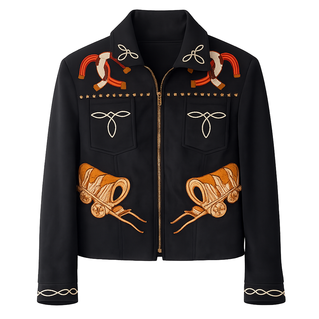 Covered Wagon & Horseshoe Embroidered Western Jacket
