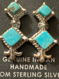 SADIE JIM NAVAJO HANDMADE SS KINGMAN TURQ EARRINGS